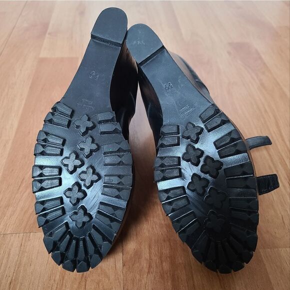 Jonak Paris Black Leather Monk Strap Platform Wedge Oxfords 39 - Picture 6 of 9